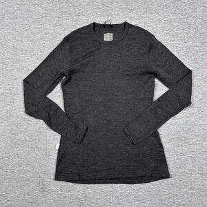 Meriwool Base Layer Top Womens Small Gray Merino Wool Long Sleeve Outdoor HOLES